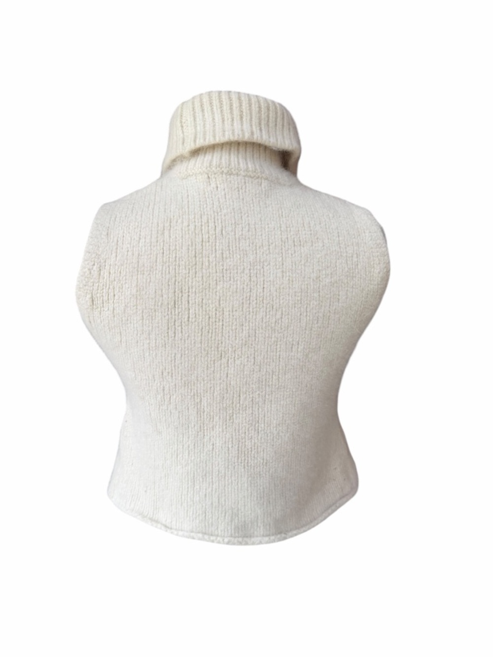 1990s Jones of New York Merino Wool Angora Cropped Sleeveless Turtleneck Sweater - Picture 4 of 5